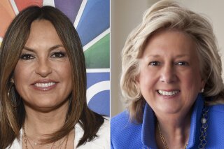 This photo combo shows from left, actress Mariska Hargitay and former prosecutor Linda Fairstein. Hargitay says she has not been in touch with friend Linda Fairstein after the former “Central Park Five” prosecutor was dropped by her publisher, though the actress acknowledged Fairstein resigned from the board of a charity she founded. In an interview with The Associated Press, Hargitay said, “No, I have not talked to her. She did resign from my board.” Fairstein was on the board of Hargitay’s Joyful Heart Foundation, which assists survivors of sexual assault, domestic violence and child abuse. (Katherine Marks/Penguin Random House/Evan Agostini via AP)