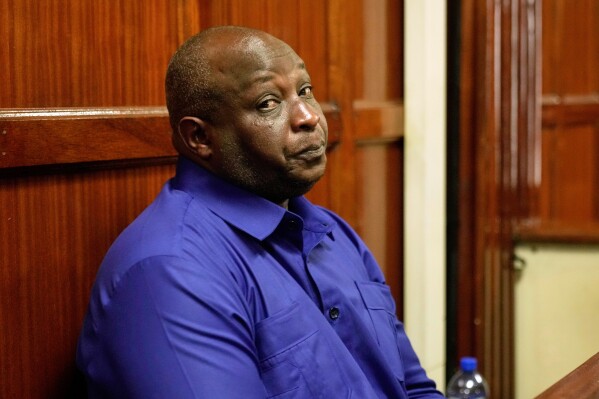 Samson Talam, the Officer Commanding Station (OCS) at Nairobi Central Police Station, appears in court after being arrested in connection with the death of blogger Albert Ojwang while in police custody, at the Milimani Law Court in Nairobi, Kenya, Monday, June 16, 2025. (AP Photo/Brian Inganga)