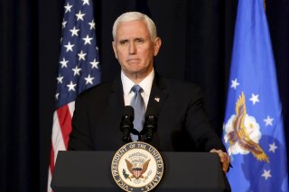 FILE - Vice President Mike Pence speaks during a memorial service for the late Air Force Brig. Gen. Chuck Yeager in Charleston, W. Va., on Jan. 15, 2021. Pence has a book deal. His autobiography, currently untitled, is scheduled to come out in 2023. (AP Photo/Chris Jackson, File)
