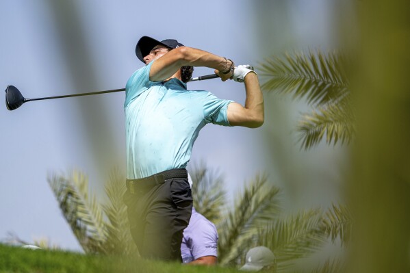 Captain Joaqu铆n Niemann of Torque GC hits his shot from the 15th tee during the first round of LIV Golf Jeddah at the Royal Greens Golf & Country Club on Friday, March 1, 2024, in King Abdullah Economic City, Saudi Arabia. (Charles Laberge/LIV Golf via 麻豆传媒app)