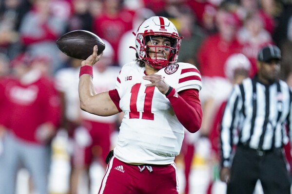 FILE - Nebraska quarterback Casey Thompson (11) throws against Purdue during the second half of an NCAA college football game in West Lafayette, Ind., Saturday, Oct. 15, 2022. Thompson, who has played quarterback at Texas, Nebraska and Florida Atlantic, has announced he will transfer to Oklahoma for his seventh and final season of an injury-riddled career. Thompson, 25, made the announcement on social media on Thursday night, Jan. 11, 2024. (AP Photo/Michael Conroy, File)