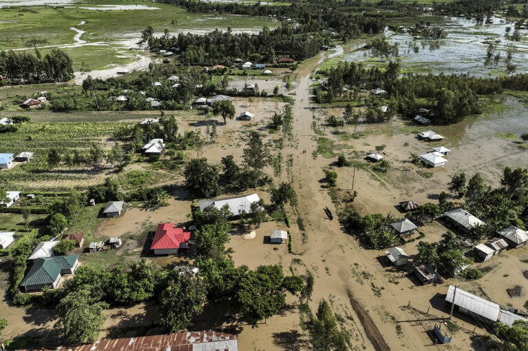 FILE - Floodwaters are visible in Ombaka Village, Kisumu, Kenya, April 17, 2024. (AP Photo/Brian Ongoro, File)
