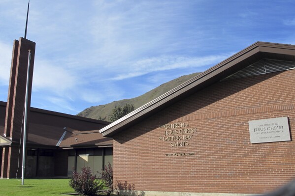 FILE - The exterior of The Church of Jesus Christ of Latter-day Saints is shown in Hailey, Idaho, on Sept., 19, 2023. (AP Photo/Jason Dearen, File)