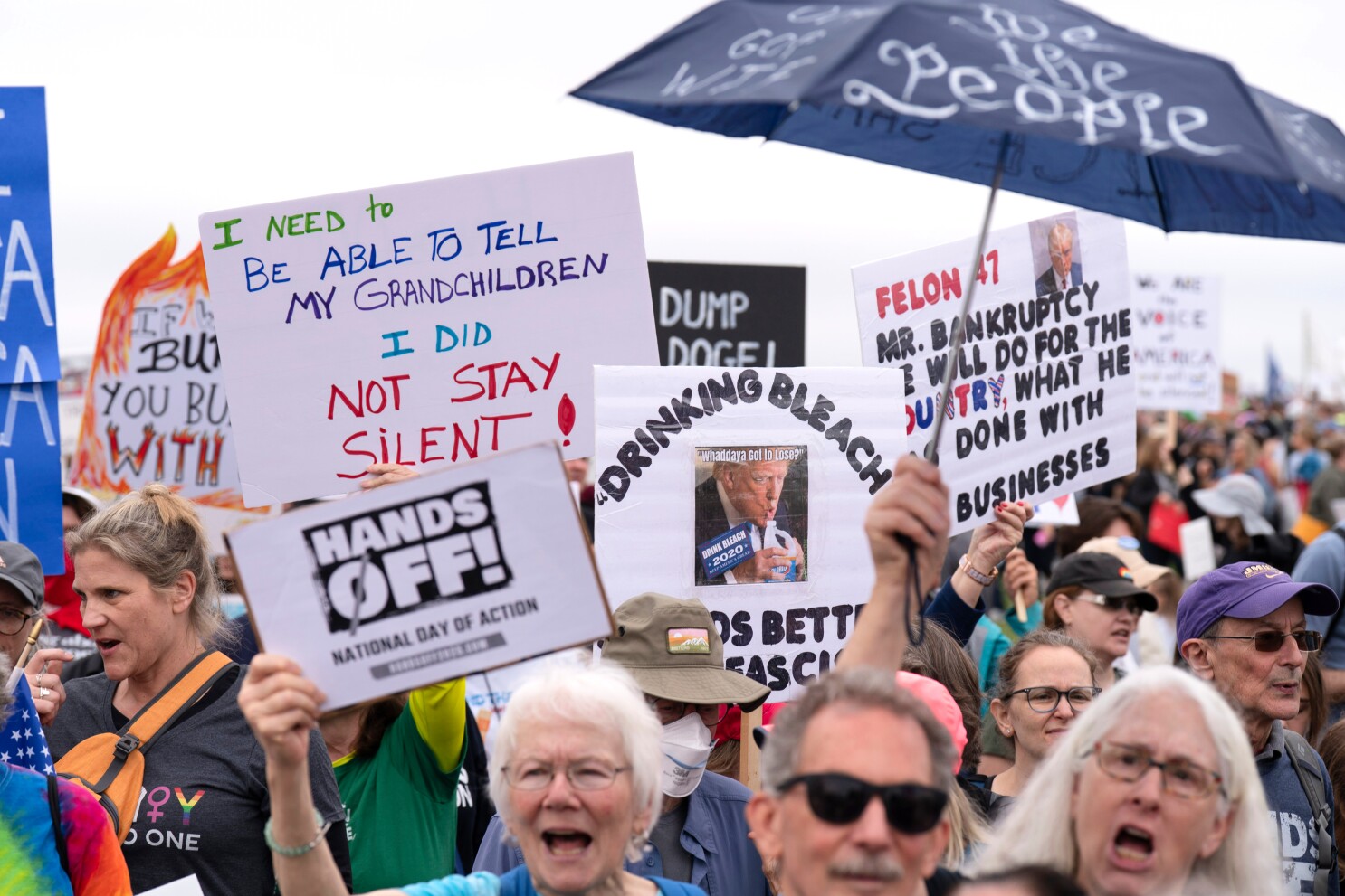 Thousands rally in 'Hands Off!' protests against Trump and Musk