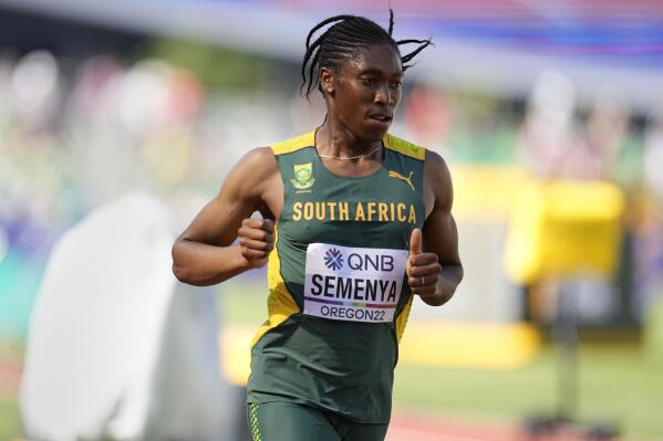 FILE - Caster Semenya, of South Africa, competes during a heat in the women's 5000-meter run at the World Athletics Championships on July 20, 2022, in Eugene, Ore. Semenya has won Olympic and world titles on the track over 800 meters but can't run that distance competitively now so she's taking on the World Cross-Country Championships on Saturday, Feb. 18, 2023, in Bathurst, a rural town about a three-hour drive west of Sydney. (AP Photo/Ashley Landis, File)