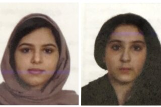 
              These two undated photos provided by the New York City Police Department (NYPD) show sisters Rotana, left, and Tala Farea, whose fully clothed bodies, bound together with tape and facing each other, were discovered on on the banks of New York City's Hudson River waterfront on Oct. 24, 2018. The Farea sisters from Saudia Arabia, Rotana, 22 and Tala, 16, had been living in Fairfax, Virgina and were reported missing in August. Their mother told detectives the day before the bodies were discovered, she received a call from an official at the Saudi Arabian Embassy, ordering the family to leave the U.S. because her daughters had applied for political asylum, New York police said Tuesday Oct. 30, 2018. (NYPD via AP)
            