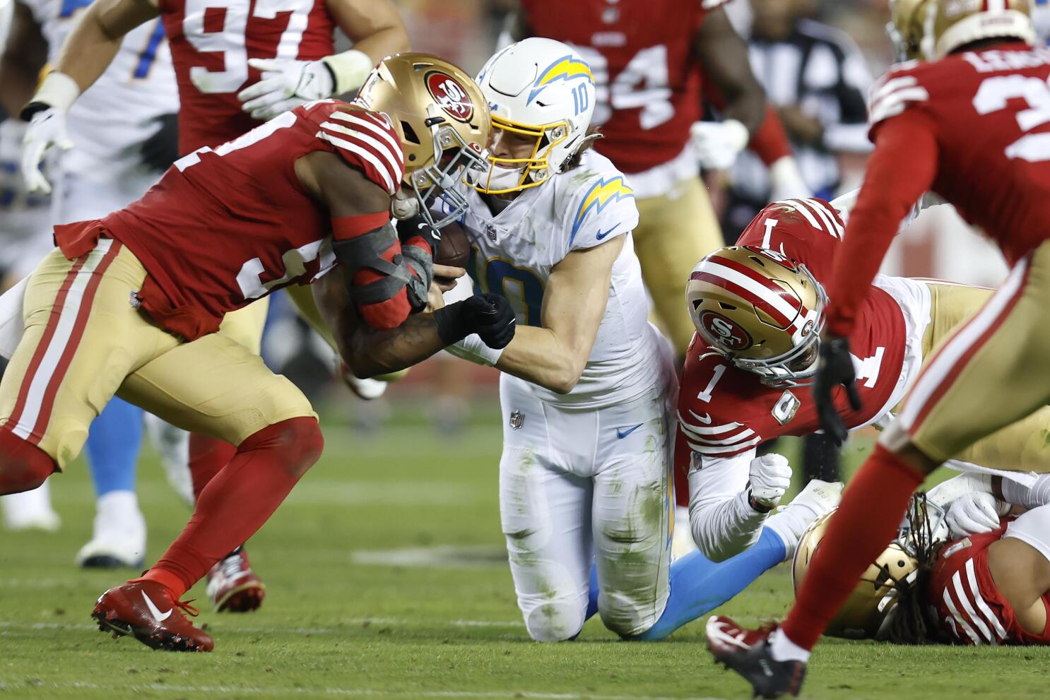 Chargers blanked in the second half in loss to physical 49ers – Orange  County Register