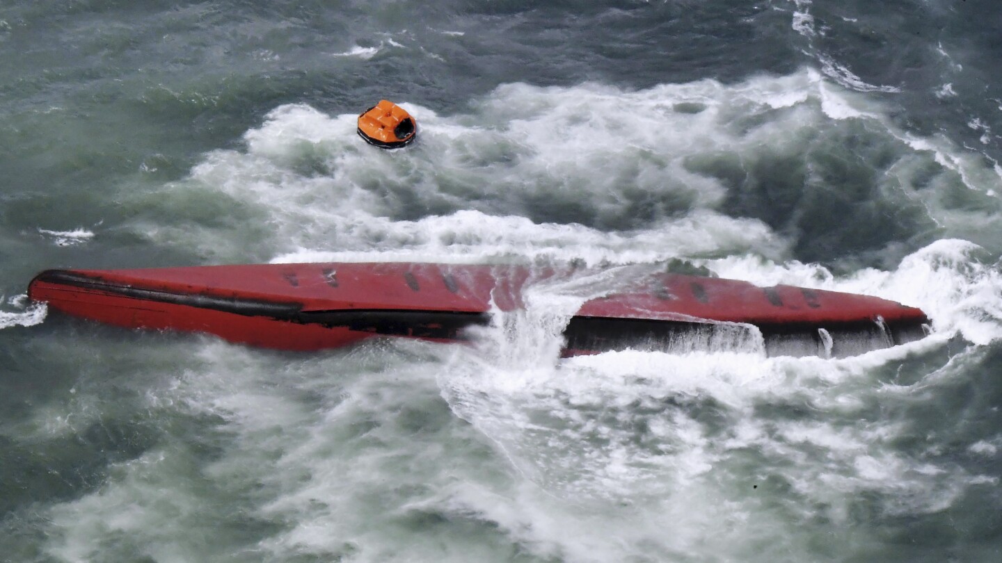 South Korean tanker capsizes off southwestern Japan, 4 crewmembers rescued and 7 missing