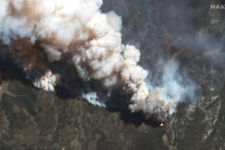 This satellite image provided by Maxar Technologies shows the active fire lines of the Hermits Peak wildfire, in Las Vegas, New Mexico, on Wednesday, May 11, 2022. Wildfire in the West is on a furious pace early this year. Wind-driven flames tearing through vegetation that is extraordinarily dry from years-long drought exacerbated by climate change has made even small blazes a threat to life and property. (Satellite image ©2022 Maxar Technologies via AP)