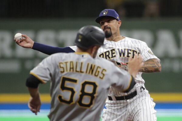 April 17, 2021: Milwaukee Brewers center fielder Jackie Bradley Jr