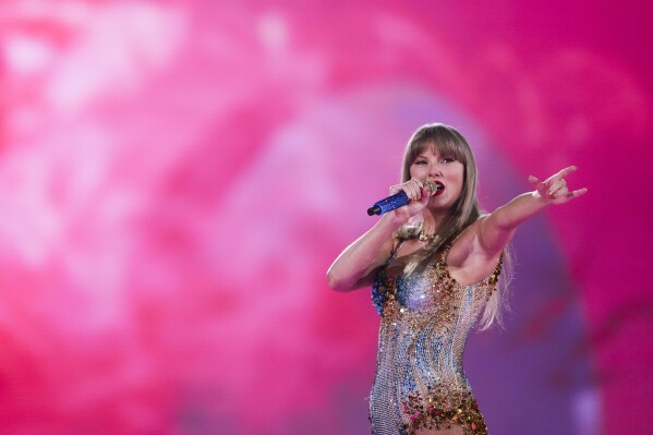 Taylor Swift performs during "The Eras Tour" on Friday, Dec. 6, 2024, in Vancouver, British Columbia. (AP Photo/Lindsey Wasson)