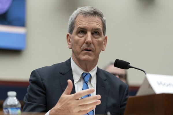 FAA Administrator Mike Whitaker testifies before the House Committee on Transportation and Infrastructure Subcommittee on Aviation, Sept. 24, 2024, on Capitol Hill in Washington. (AP Photo/Jose Luis Magana, File)