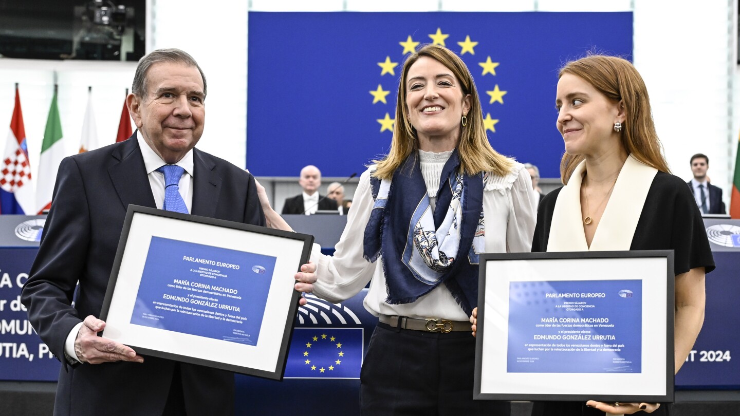 Venezuelan opposition leaders receive the European Union’s top human rights honor