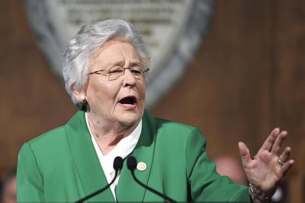Alabama Gov. Kay Ivey delivers her State of the State address, Tuesday, March 7, 2023, in Montgomery, Ala. (AP Photo/Julie Bennett)