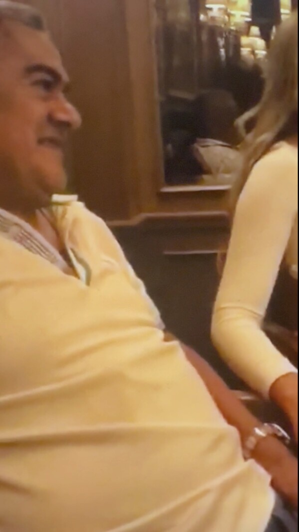 This image from video obtained by The Associated Press shows Diego Marín during a party in Madrid in April 2018. (AP Photo)