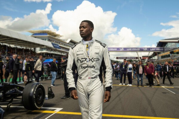 This image released by Warner Bros Pictures shows Damson Idris in a scene from "F1 The Movie." (Warner Bros Pictures via AP)