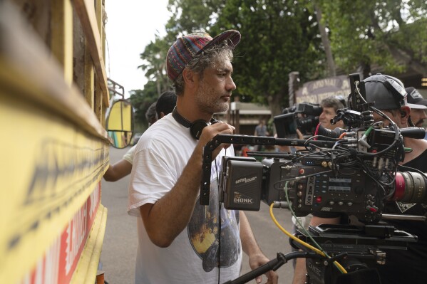 This image released by Searchlight Pictures shows filmmaker Taika Waititi on the set of "Next Goal Wins." (Hilary Bronwyn Gayle/Searchlight Pictures via AP)