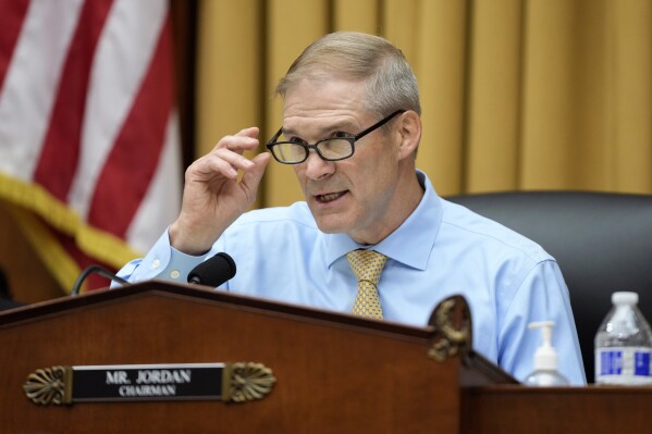 Rep. Jim Jordan, R-Ohio, chair of the House Committee on the Judiciary, speaks during an oversight hearing with FBI Director Christopher Wray, Wednesday, July 12, 2023, on Capitol Hill in Washington. (AP Photo/Patrick Semansky)