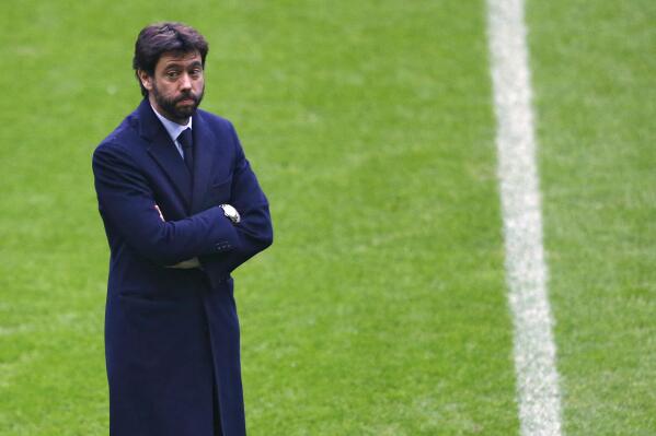 FILE- In this file photo dated March 15, 2016, Andrea Agnelli, then president of Juventus, arrives at the Allianz Arena stadium. Juventus will be fined 718,000 euros (nearly $800,000) but will agree not to make any appeals as part of a plea bargain with the Italian soccer federation on Tuesday after the club and seven former team directors were charged with alleged fraud for the way they handled player salary cuts during the coronavirus pandemic. The only former team director who did not agree to the plea bargain was ex-Juventus president Andrea Agnelli, who will be judged on June 15. Prosecutors in Turin have also charged Juventus, Agnelli and 11 others with false communications by a company listed publicly on the Milan stock exchange, obstructing watchdog agencies, false billing and market manipulation. (AP Photo/Matthias Schrader, FILE)