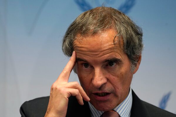 Rafael Mariano Grossi, the director-general of the International Atomic Energy Agency, speaks to journalists attending a weeklong seminar at the agency in Vienna, Austria, Wednesday, May 28, 2025. (AP Photo/Jon Gambrell)