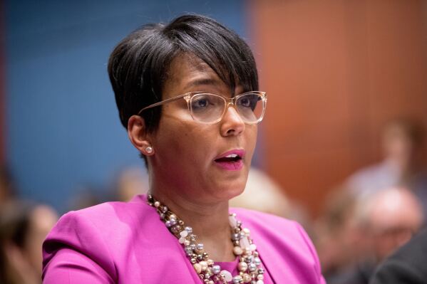 In this July 17, 2019, file photo, Atlanta Mayor Keisha Lance Bottoms speaks during a Senate Democrats' Special Committee on the Climate Crisis on Capitol Hill in Washington. (AP Photo/Andrew Harnik, File)