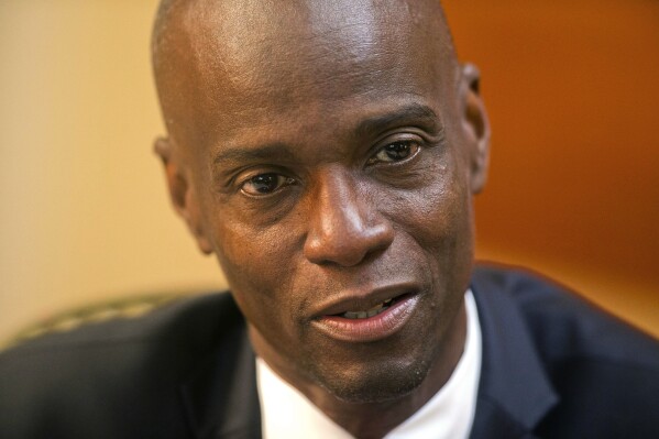 FILE - Haiti's President Jovenel Moise speaks during an interview at his home in Petion-Ville, a suburb of Port-au-Prince, Haiti, Feb. 7, 2020. A former Haitian senator pleaded guilty on Tuesday, Oct. 10, 2023, in the United States to charges related to the 2021 assassination of former President Moïse. (AP Photo/Dieu Nalio Chery, File)