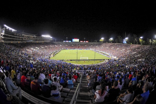 Fans fill the Rose Bowl as Chelsea plays Liverpool FC in an International Champions Cup soccer match , July 27, 2016, in Pasadena, Calif. (Carlos Delgado/AP Images for International Champions Cup, via AP, File)