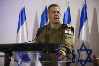 FILE - In this Nov. 12, 2019 file photo, Aviv Kochavi, hold press conference following the killing of a senior Islamic Jihad commander in Gaza by Israel, in Tel Aviv, Israel.  Kochavi on Tuesday, Jan. 26, 2021 warned the Biden administration against rejoining the 2015 Iran nuclear deal, even if it toughens its terms, adding he's ordered his forces to step up preparations for possible offensive action against Iran during the coming year. (AP Photo/Oded Balilty, File)