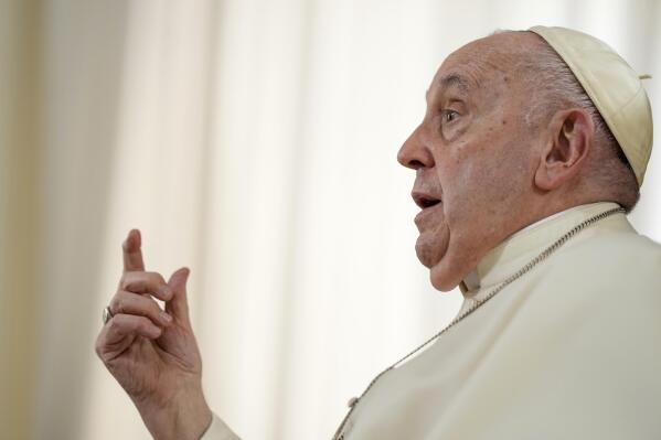 Pope Francis speaks during an interview with The Associated Press at The Vatican, Tuesday, Jan. 24, 2023. Pope Francis said there's a risk that what could be a trailblazing reform process in the German church could become 