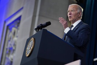 President Joe Biden delivers remarks at the White House Tribal Nations Summit at the Department of the Interior, Wednesday, Dec. 6, 2023, in Washington. (APPhoto/Evan Vucci)