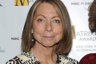 FILE - In this April 19, 2010, file photo, Jill Abramson attends the 2010 Matrix Awards presented by the New York Women in Communications at the Waldorf-Astoria Hotel in New York. Former New York Times editor Jill Abramson takes a dim view of many of the appearances that reporters at her former newspaper and The Washington Post make on Trump-centric cable television networks. She says that many are a huge mistake, since they put reporters in a position of seeming to be opinionated. Print reporters are a staple of coverage at CNN and MSNBC these days, often touting the stories they are writing for their newspapers. (AP Photo/Evan Agostini, File)