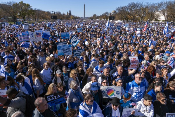 FILE - People attend the March for Israel rally on Nov. 14, 2023, on the National Mall in Washington. (AP Photo/Jacquelyn Martin, File)