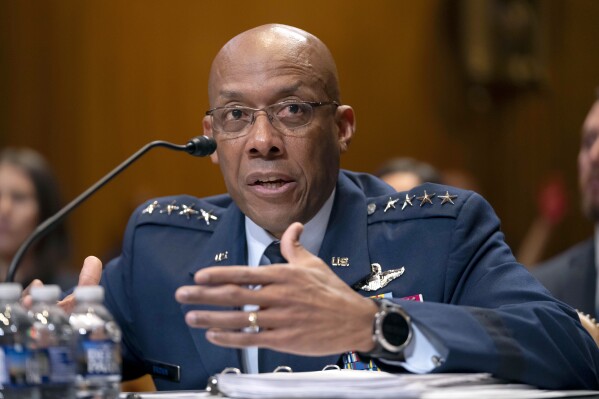 Chairman of the Joint Chiefs of Staff Air Force Gen. CQ Brown, speaks during a hearing, May 8, 2024, in Washington. (AP Photo/Mark Schiefelbein, File)