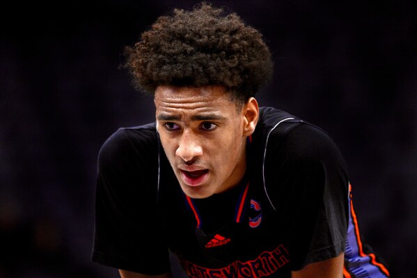 Chatsworth High School basketball player Alijah Arenas prepares to shoot a free throw in the second half of a boys CIF State Division IV championship basketball game in Sacramento, Saturday, March 9, 2024. (Keith Birmingham/The Orange County Register via AP)
