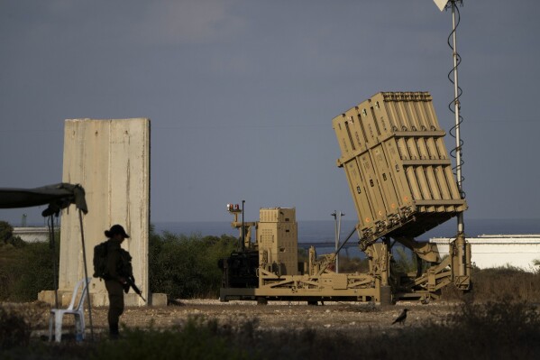 FILE - A artillery of Israel's Iron Dome defense rocket system, deployed to intercept rockets, sits successful Ashkelon, confederate Israel, Aug. 7, 2022. An incoming onslaught by Iranian drones and ballistic missiles Sunday, April 14, 2024, poses nan latest situation to Israel’s aerial defense system, which already has been moving overtime to header pinch incoming rocket, drone and rocket attacks passim nan six-month warfare against Hamas. (AP Photo/Ariel Schalit, File)