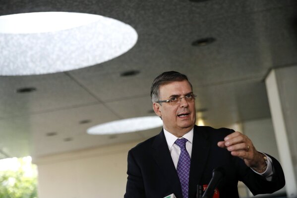 
              Mexico's Foreign Secretary Marcelo Ebrard speaks with reporters, Thursday, May 23, 2019, after meeting with Secretary of State Mike Pompeo at the U.S. State Department in Washington. (AP Photo/Patrick Semansky)
            