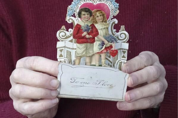 This image shows a Valentine鈥檚 Day card from 1917, given to Louise Wirt by Fred Roth when he was in the fourth grade. The couple married years later and the card remained near Louise's bedside until her death at 91. (Nancy Roth via 番茄直播)