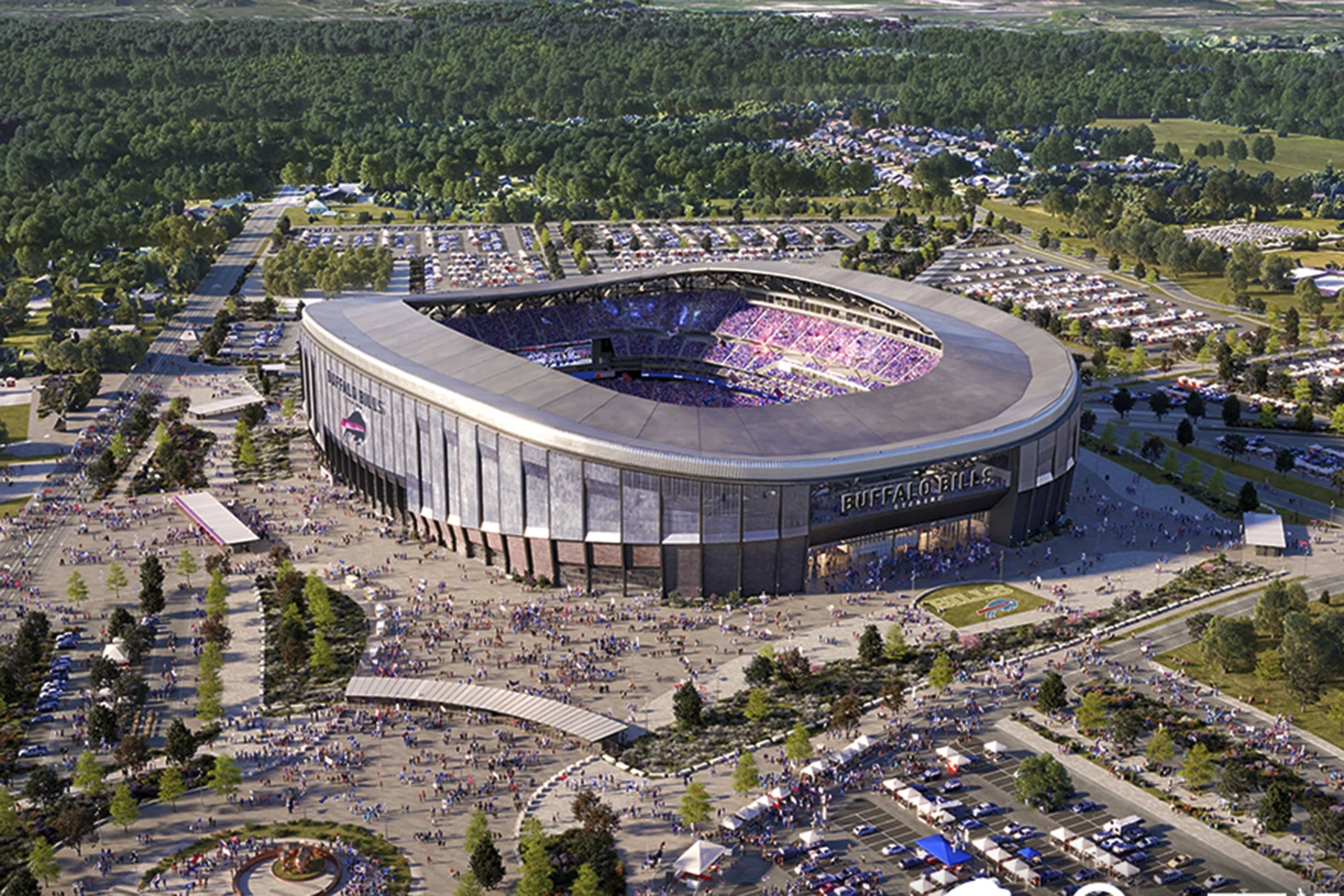 A rendering of the proposed new buffalo bills stadium