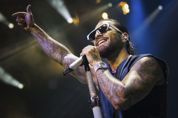 FILE - Colombian singer Maluma performs on the Auditorium Stravinski stage during the 57th Montreux Jazz Festival (MJF), in Montreux, Switzerland, on July 11, 2023. On Friday, Maluma will release his latest album, “Don Juan.” (Valentin Flauraud/Keystone via AP, File)
