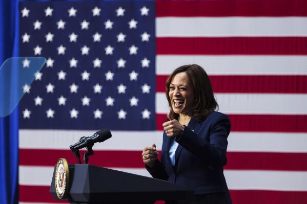 Vice President Kamala Harris delivers remarks at the William J. Rutter Center about maternal health crisis on Thursday, April 21, 2022, in San Francisco. (Yalonda M. James/San Francisco Chronicle via AP)