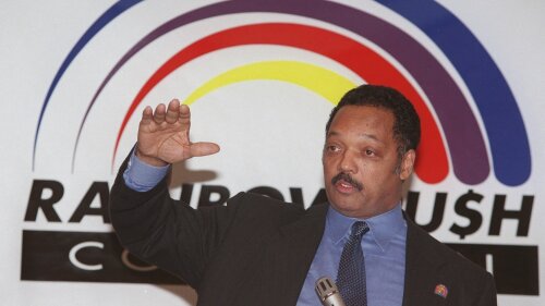 FILE - The Rev. Jesse Jackson, president and CEO of the Rainbow/PUSH (People United to Serve/Save Humanity) Coalition, speaks at a news conference, Wednesday, Jan. 15, 1997, in New York. Jackson plans to step down from leading the Chicago civil rights organization Rainbow PUSH Coalition he founded in 1971, his son's congressional office said Friday, July 14, 2023. (AP Photo/Marty Lederhandler, File)