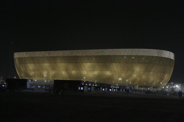 A general view of the Lusail Stadium in Lusail, Qatar, Friday, Oct. 21, 2022. (AP Photo/Hussein Sayed)