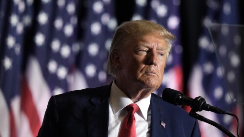 FILE - Former President Donald Trump speaks during a rally, July 7, 2023, in Council Bluffs, Iowa. Many state Republican parties made changes to their rules ahead of the 2020 election by adding more winner-take-all contests and requiring candidates to earn higher percentages of the vote to claim any delegates. Those changes all benefit a frontrunner, a position Trump has held despite his mounting legal peril, blame for his party's lackluster performance in the 2022 elections and the turbulent years of his presidency. (AP Photo/Charlie Riedel, File)