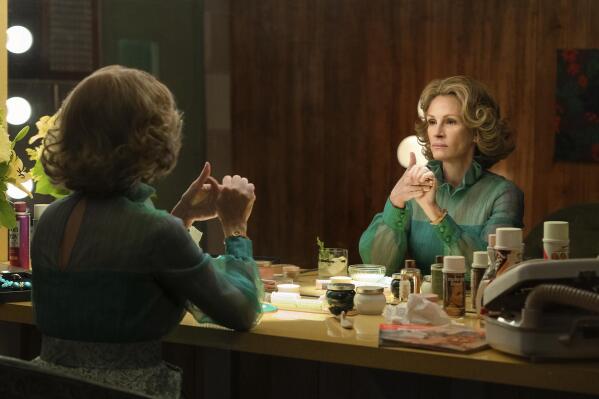 This image released by Starz shows Julia Roberts as Martha Mitchell in a scene from "Gaslit," premiering April 24. (Hilary Bronwyn Gayle/Starz via AP)