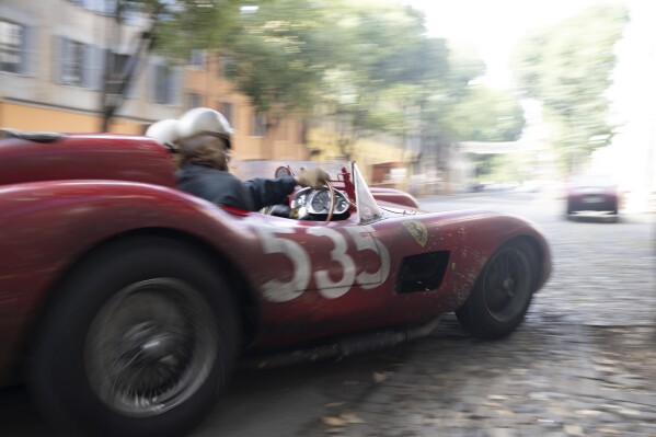 This image released by Neon shows a scene from "Ferrari." (Eros Hoagland/Neon via AP)