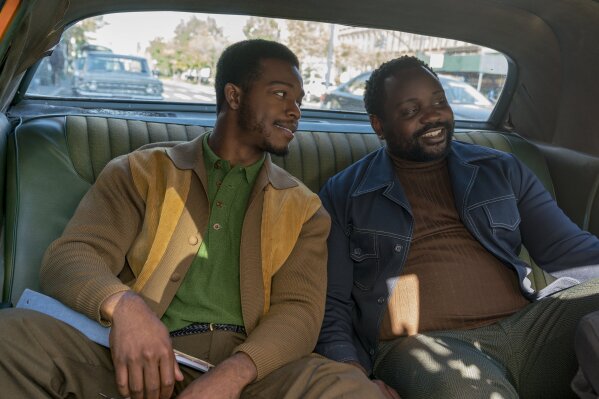 
              This image released by Annapurna Pictures shows Stephan James, left, and Brian Tyree Henry in a scene from "If Beale Street Could Talk."  Henry has been nominated for an Emmy, a Tony and this fall he plays a small but essential part in two of the season's top film, "If Beale Street Could Talk" and "Widows." (Tatum Mangus/Annapurna Pictures via AP)
            