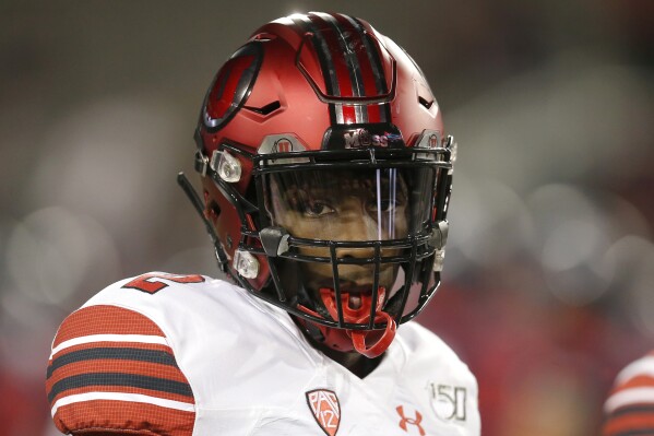 FILE - Utah defensive back Aaron Lowe (2) is seen in the first half of an NCAA college football game against Arizona, Nov. 23, 2019, in Tucson, Ariz. The man accused of fatally shooting Lowe pleaded guilty to murder charges Monday, March 11, 2024, more than two years after police say he killed the cornerback outside a rowdy house party. (AP Photo/Rick Scuteri, File)