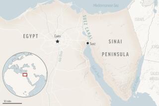 This is a locator map for the Suez Canal and the Sinai Peninsula in Egypt, with its capital, Cairo. (AP Photo)