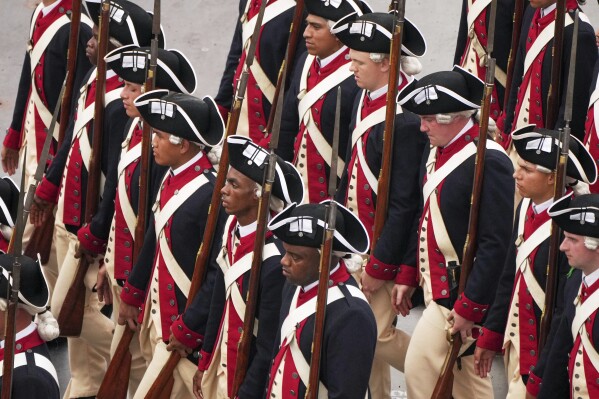 A military parade commemorating the Army's 250th anniversary and coinciding with President Donald Trump's 79th birthday, Saturday, June 14, 2025, in Washington. (AP Photo/Jacquelyn Martin)