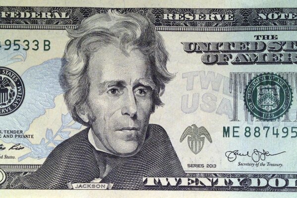 FILE - This April 17, 2015, file photo provided by the U.S. Treasury shows the front of the U.S. $20 bill, featuring a likeness of Andrew Jackson, seventh president of the United States. With a change of administrations, it looks like Harriet Tubman is once again headed to the front of the $20 bill. Biden press secretary Jen Psaki said Monday that the Treasury Department is taking steps to resume efforts to put the 19th century abolitionist leader on the $20 bill. Obama administration Treasury Secretary Jack Lew had selected Tubman to replace Andrew Jackson, the nation’s seventh president, on the $20 bill.  (U.S. Treasury via AP, File)